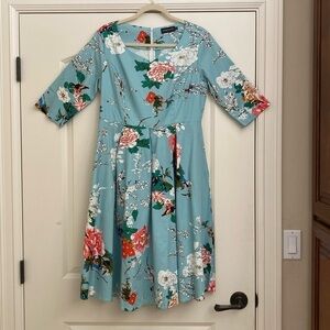 MINT LIMIT Retro Garden floral Midi dress Womens L rockabilly cottage core